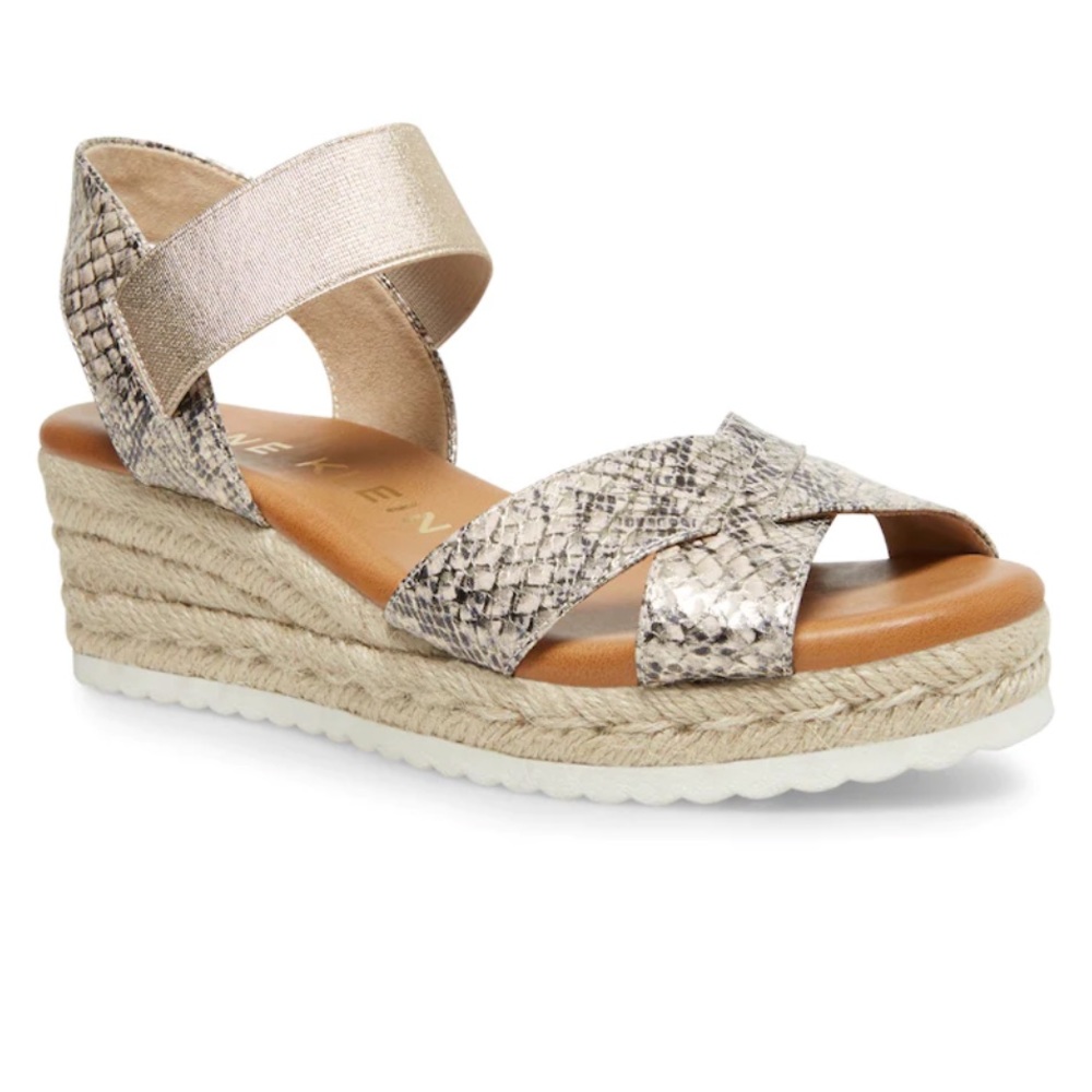 Anne Klein wedges metallic snake print